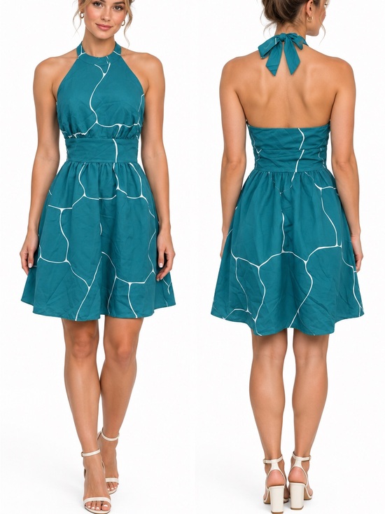 Susana Monaco Dresses & Skirts - Susana Monaco Halter Dress‎ Women 6 Blue Mini Fit & Flare Party Short